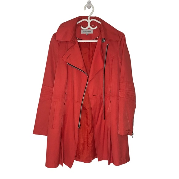 Black Rivet Coral Moto Trench Jacket | Asymmetrical Zip - Picture 2 of 16